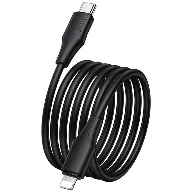 Дата кабель Hoco X124 Bien silicone Type-C to Lightning 27W (1m) Black - фото 3