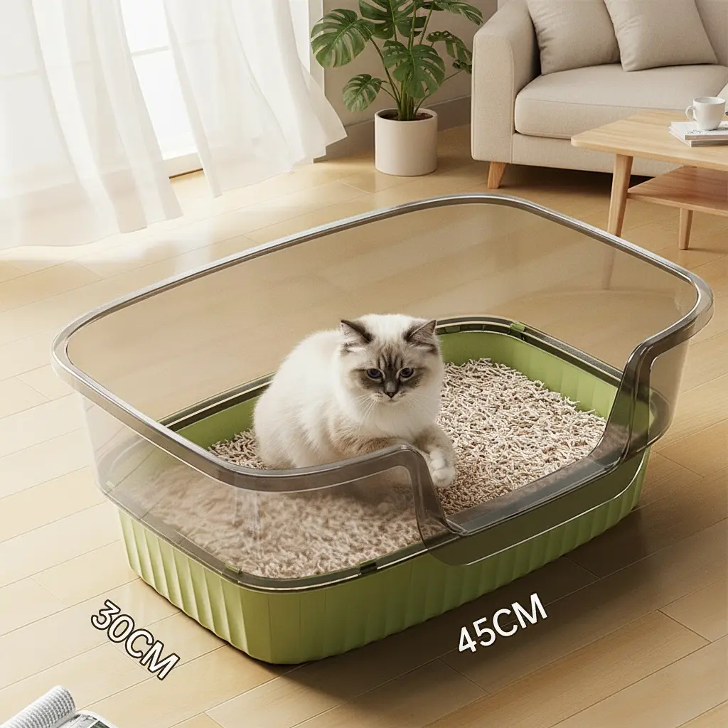 Лоток для котів Toto 45 х 30 х 17см, відкритий туалет з лопаткою, Зелений - фото 6
