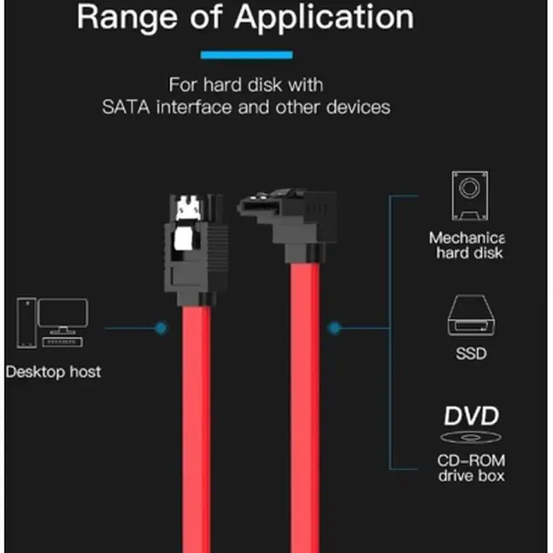 Кабель для передачі даних SATA 3.0 7pin F/F 0.5m L Red Vention (KDDRD) - фото 3