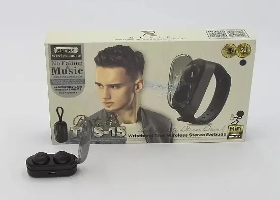 Беспроводная Bluetooth стерео гарнитура наушники Remax TWS-15 с кейсом Черный - фото 6