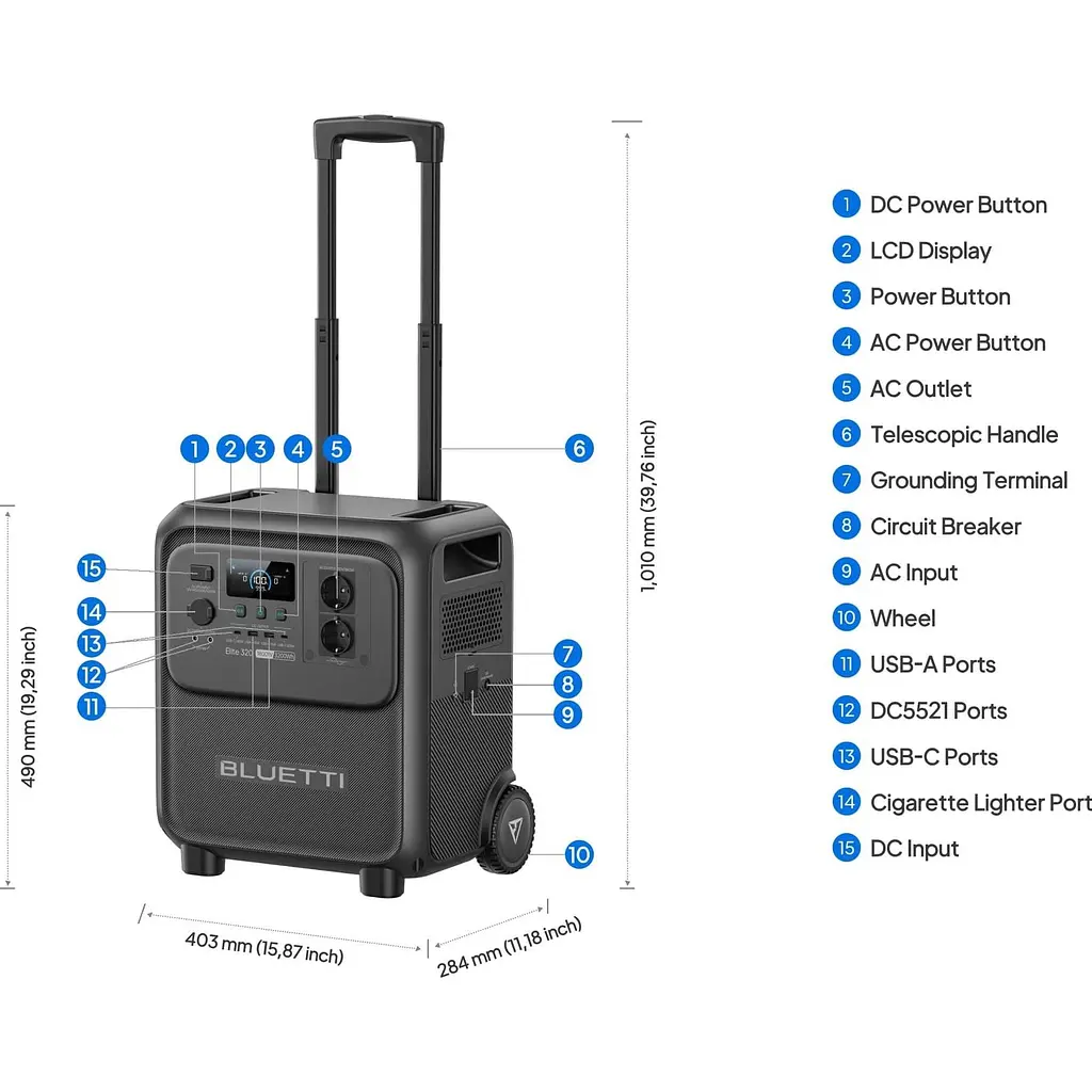 Портативна зарядна станція Bluetti Elite 320 LiFePO4, 3200 Вт/ч 1800 Вт (ELITE 320) - фото 6