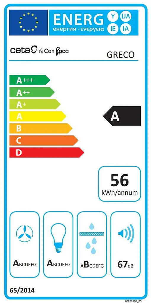 Витяжка похила Cata & Can Roca 80 см 1400 м.куб/рік Greco 80 wh білий - фото 2