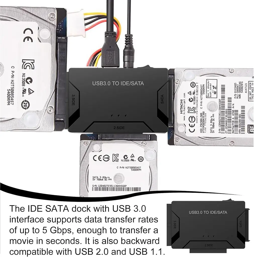 USB 3.0 адаптер Aicharynic SATA/IDE для HDD та SSD 2.5"/3.5" - фото 2