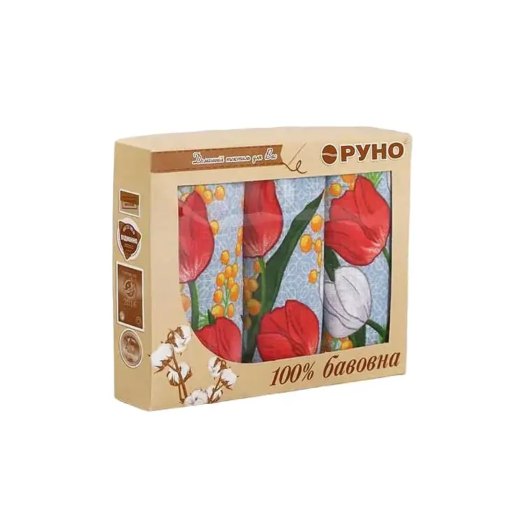 Набор полотенец кухонных Руно 70х35 см 3 шт. разноцветный (707_Весняні квіти_1) - фото 4