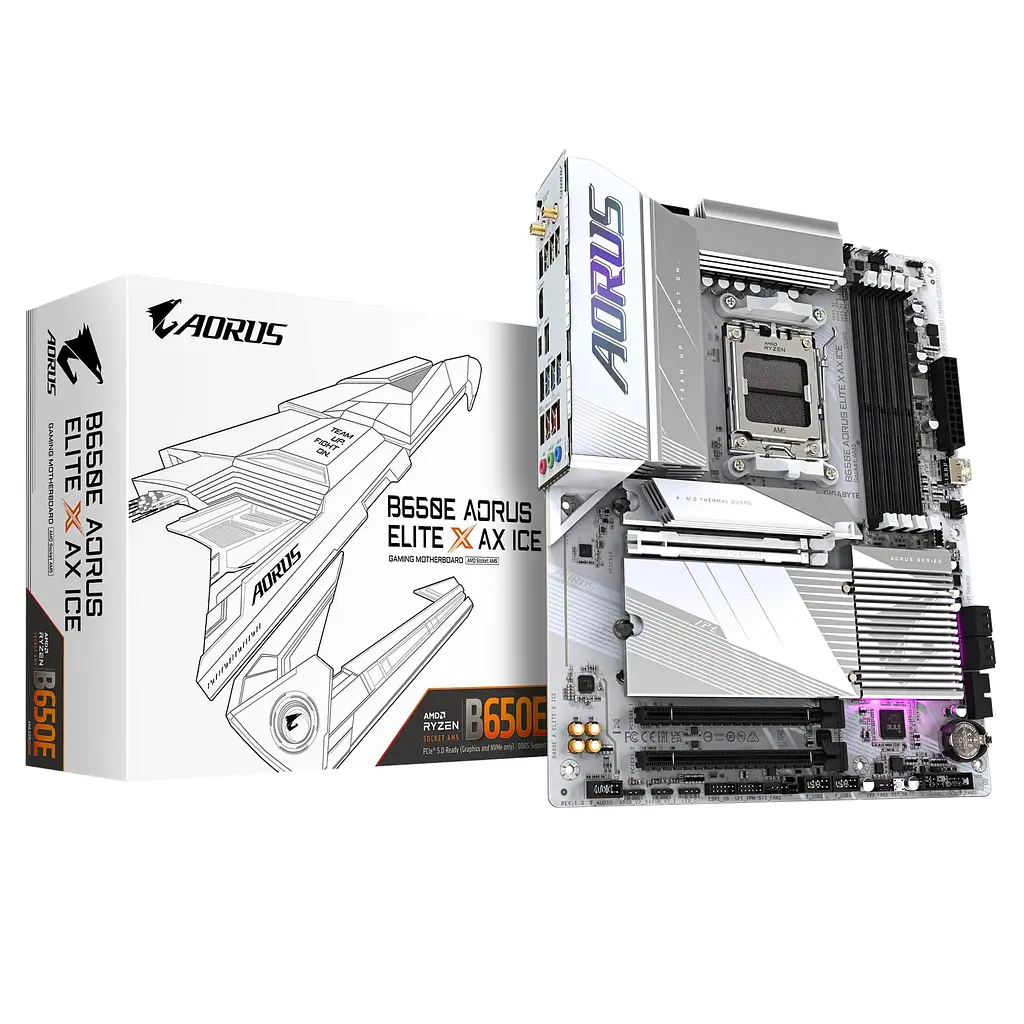 Материнська плата GIGABYTE B650E AORUS ELITE X AX ICE (B650E AORUS ELITE X AX ICE rev1) (Socket AM5, AMD B650, ATX) - фото 2