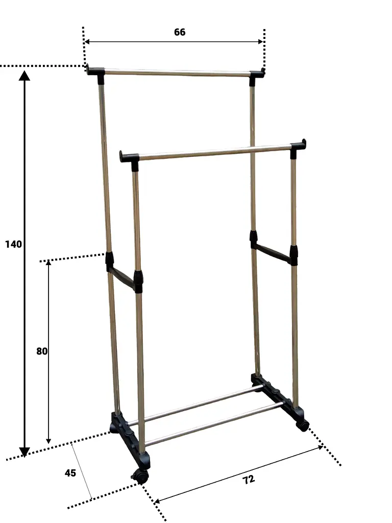 Стойка-вешалка для одежды Vezzer двойная не телескопическая 1.4 м (VZ8031) - фото 7