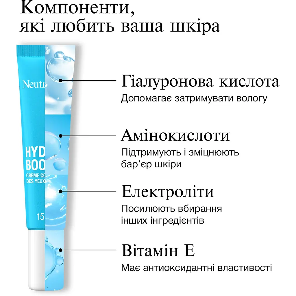 Пробуджуючий крем навколо очей Neutrogena Hydro Boost 15 мл (90768500) - фото 5