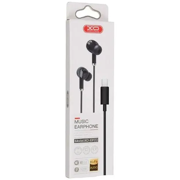 Проводные наушники XO EP23 music earphone Type-C штекер черные - фото 2