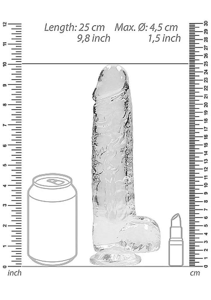 Фаллоимитатор Realrock Crystal Clear 9" 22 см прозрачный - фото 5