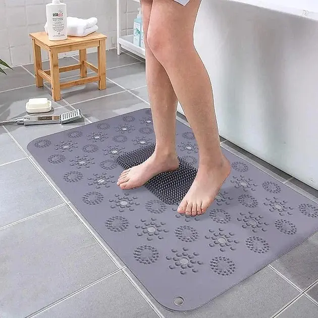 Масажний силіконовий килимок Massage Bath Mat у ванну для масажу ніг та чищення стоп 42х32 см сірий - фото 2