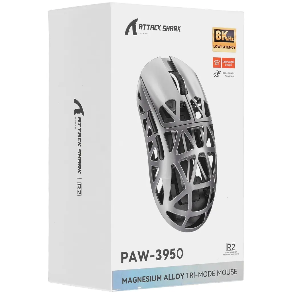 Мишка Attack Shark R2, Wireless/Bluetooth, 42000dpi, (PAW3950), 6кн., Black - фото 7