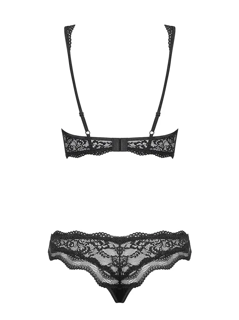 Кружевной комплект белья Obsessive Luvae S/M черный - фото 6
