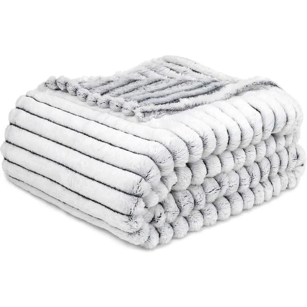 Плед Love You фліс смужка 150х200 см сірий (8172) - фото 2