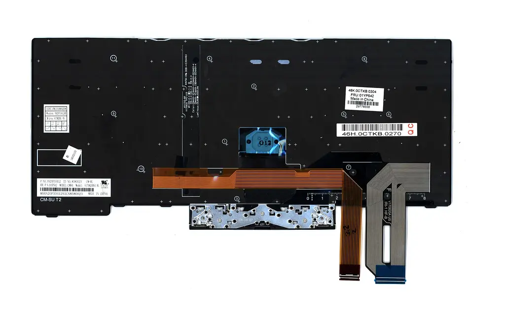 Клавіатура для ноутбуків Lenovo ThinkPad E480 Series чорна з чорною рамкою, з ТП з підсвічуванням RU/US - фото 2