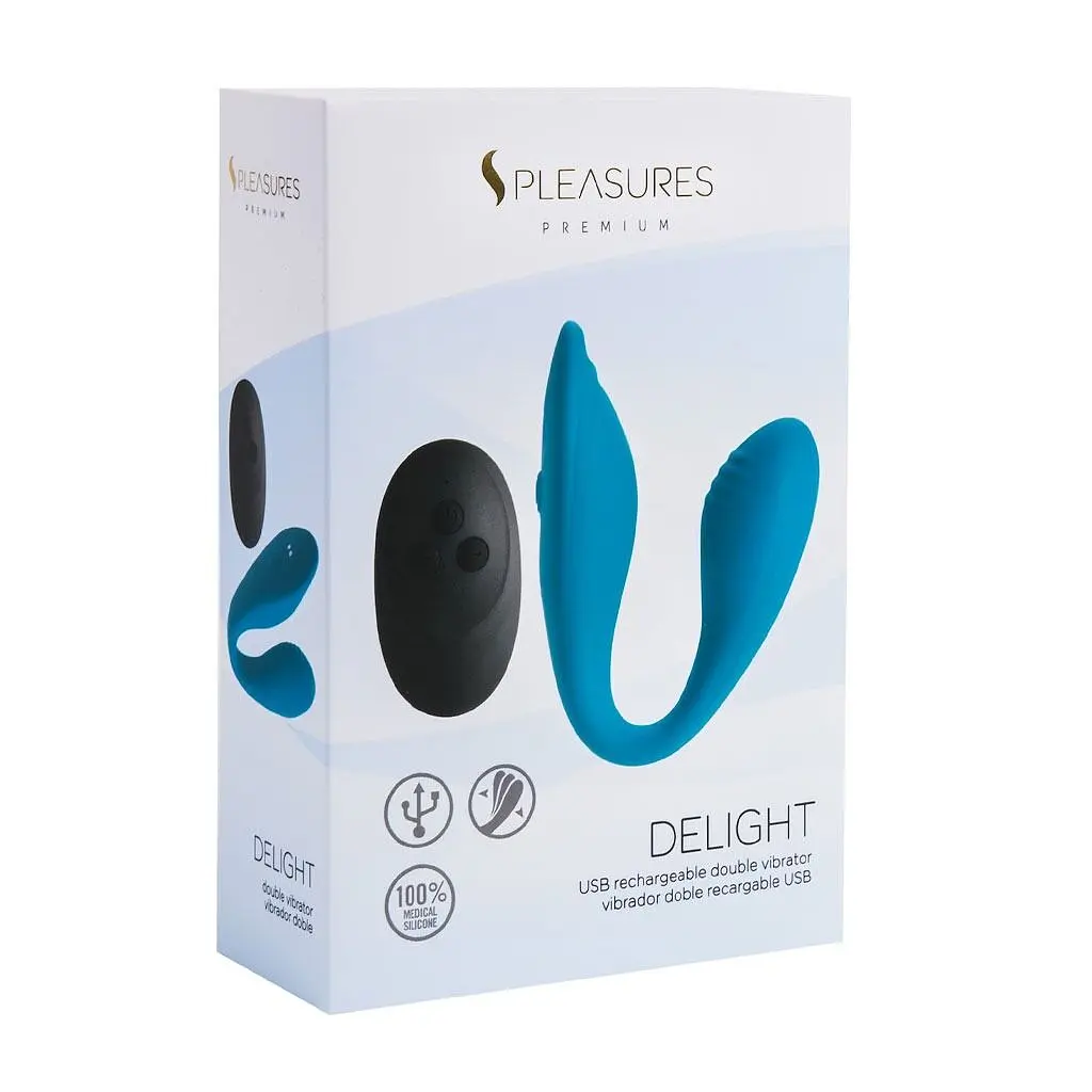 Подвійний вібратор S Pleasures Premium Delight, бірюзовий, для клітора та точки G, 10 режимів - фото 5
