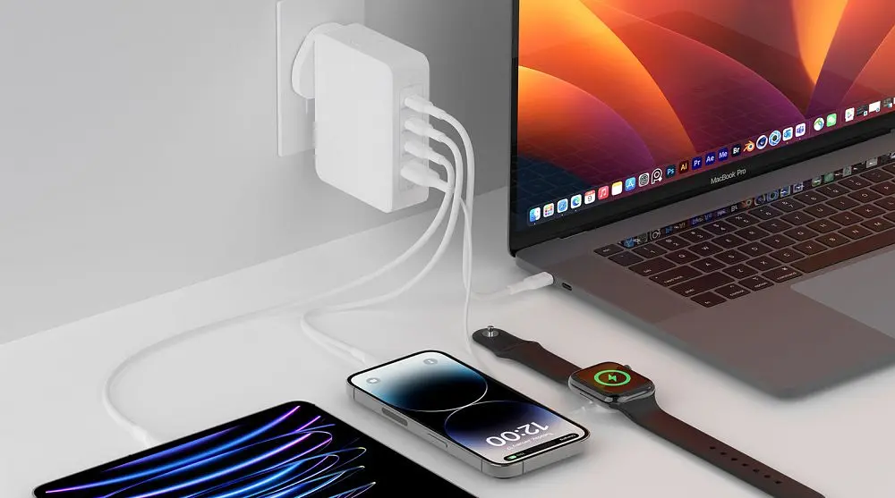 Зарядний пристрій мережевий Belkin 140Вт 3хUSB-С GAN PD PPS, USB-A, білий - фото 2