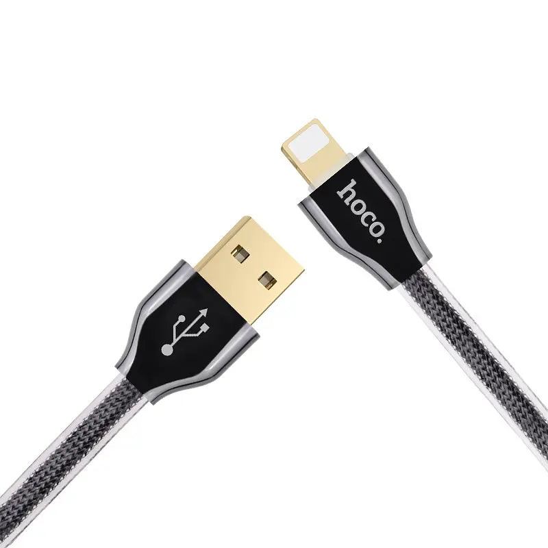 USB Cable Hoco X7 Golden Jelly Knitted Lightning Black 1.2m - фото 2