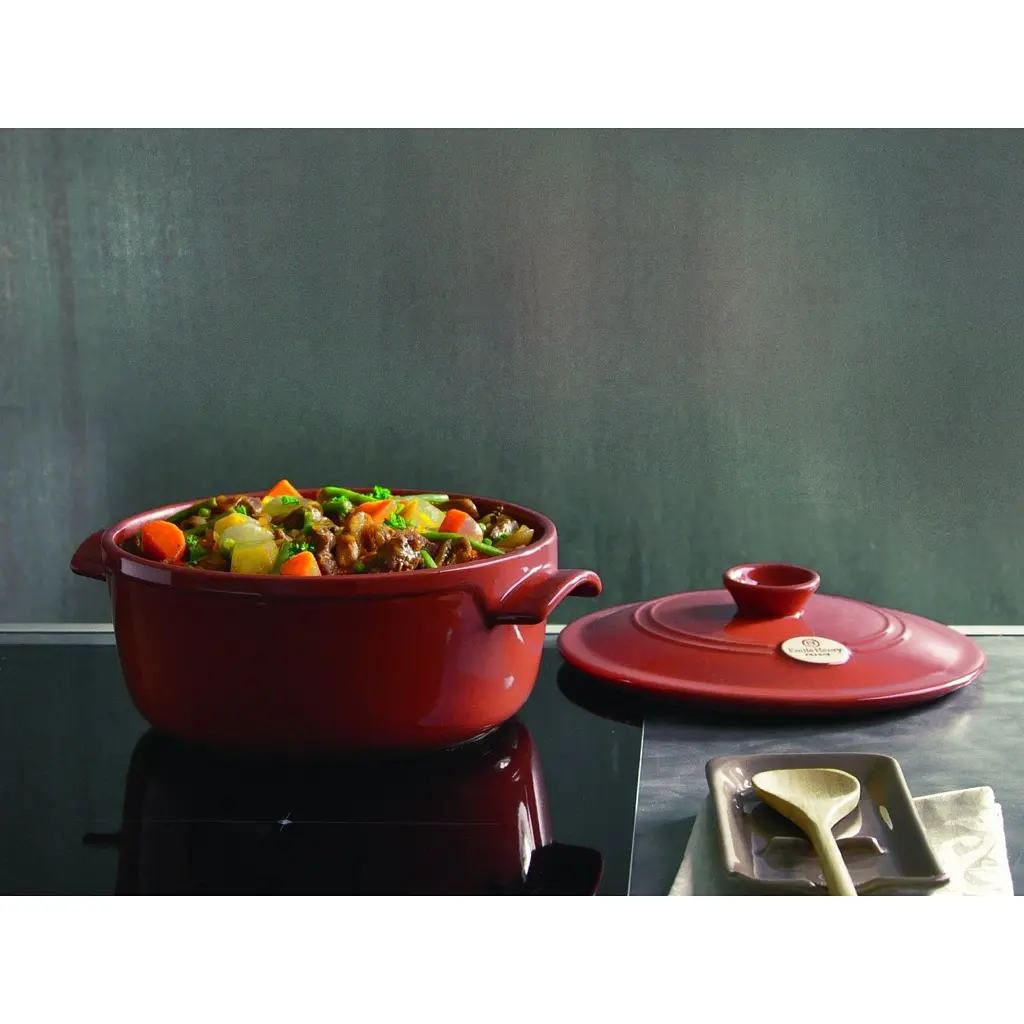 Жаровня Emile Henry з кришкою овальна 6 л червона (344560) - фото 3