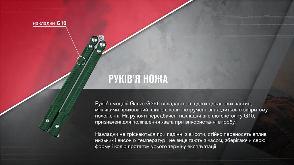 Нiж-метелик Ganzo G766-GR балiсонг - фото 13