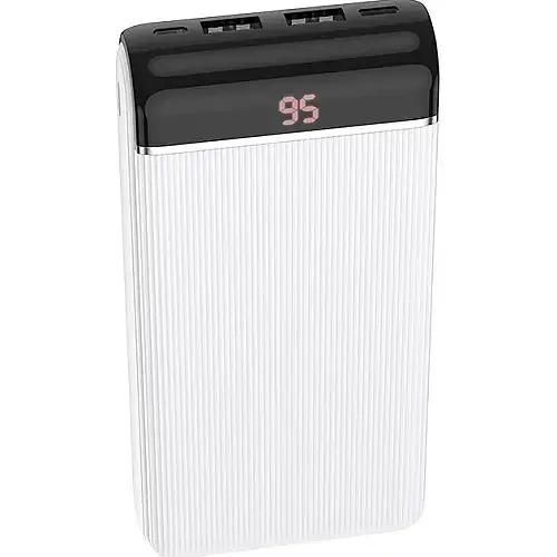 Портативна батарея Power Bank Hoco J59A Famous Xiaomicro+Lightning+Type-C LCD 20000mAh White - фото 3