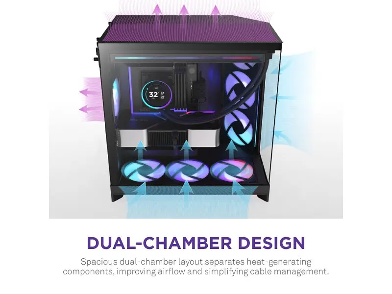 Корпус NZXT H9 Flow RGB+ Black (CM-H92FB-P1) - фото 6