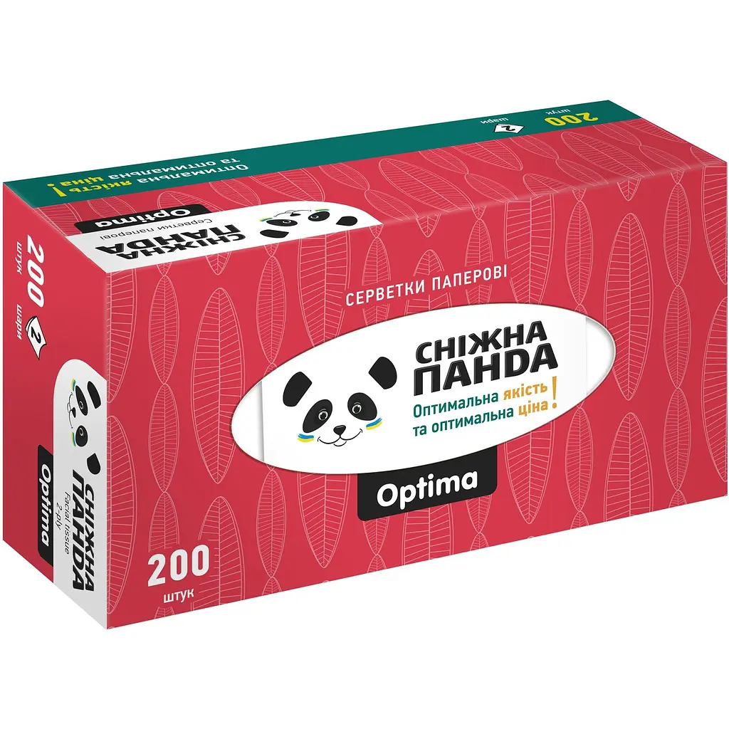 Паперові серветки Сніжна Панда Optima двошарові в асортименті 400 шт. (2 уп. х 200 шт.) - фото 6