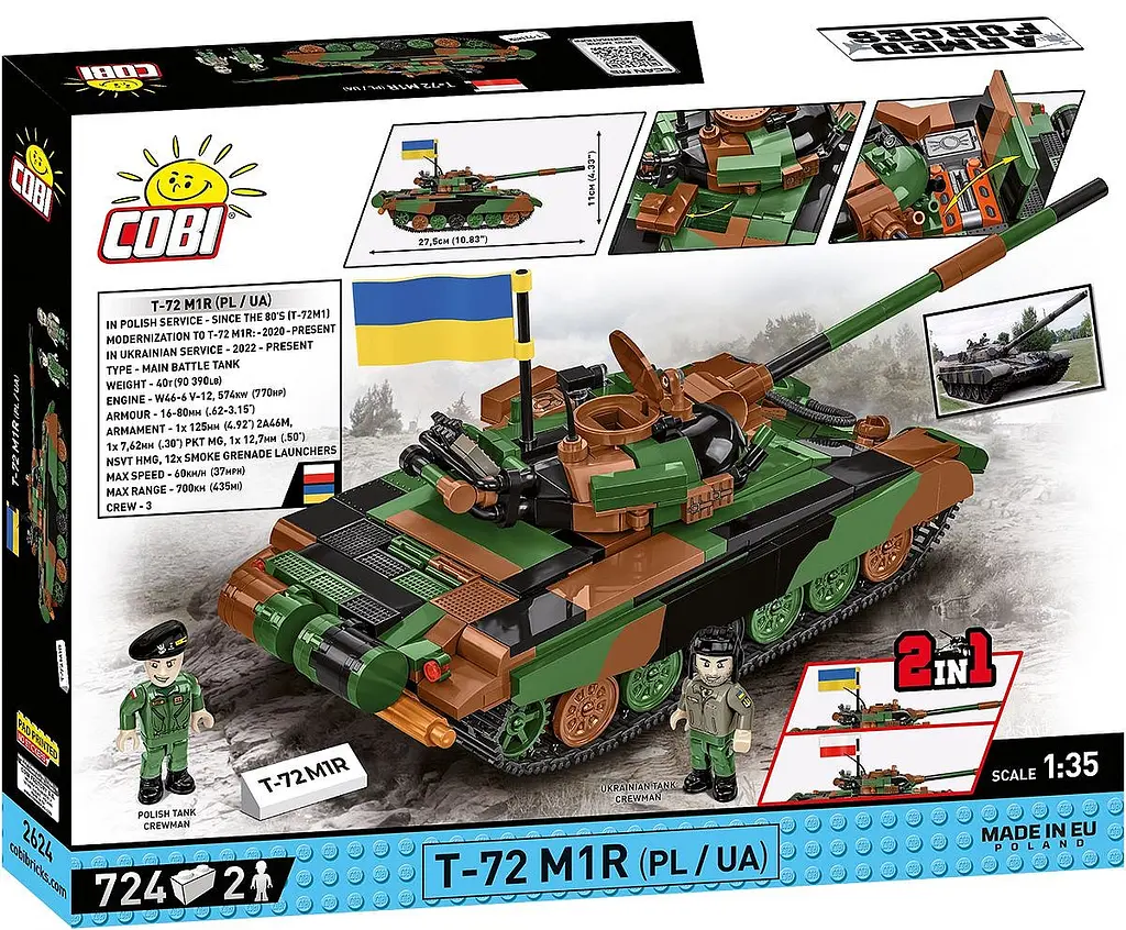 Конструктор COBI украинский танк ВСУ T-72M1R (PL/UA) 2624 - фото 7