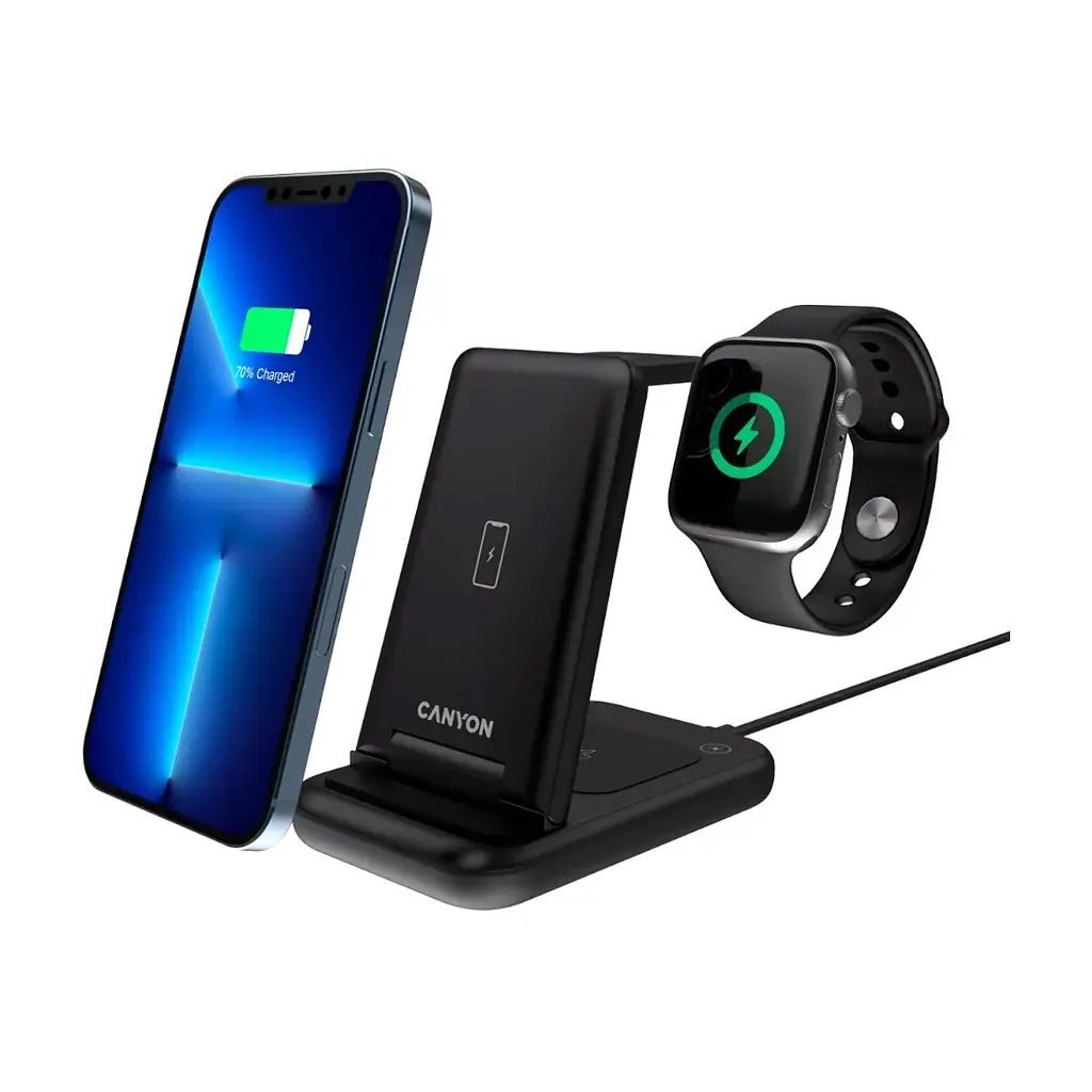 Зарядний пристрій Canyon WS- 304 Foldable 3in1 Wireless charger (CNS-WCS304B) - фото 6