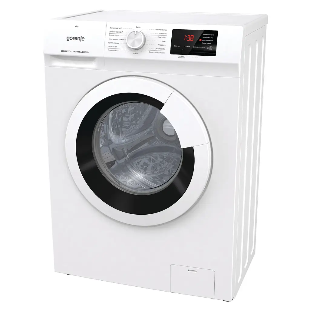 Пральна машина Gorenje з фронтальним завантаженням WHE60SFS, 6кг, 1000, A+++, Пар, глибина 46см, Дисплей, Білий (WHE60SFS) - фото 12