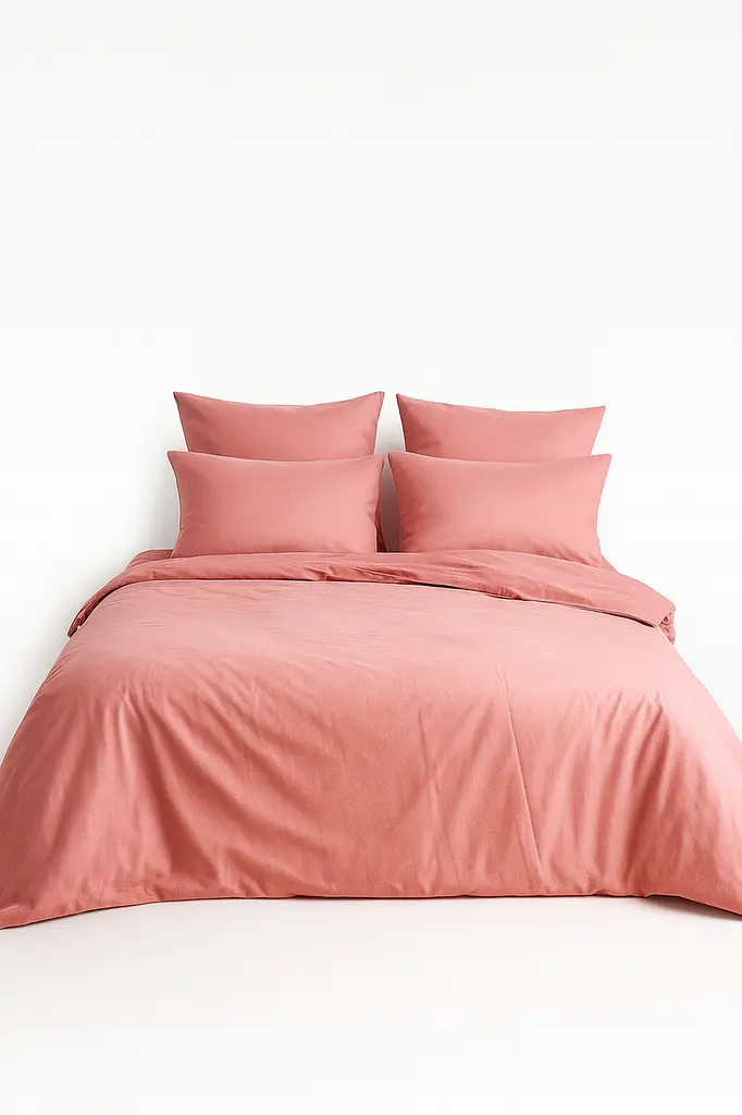 Комплект постільної білизни Ecotton двоспальний 180х215 см однотонний рожевий Tea rose (18901)