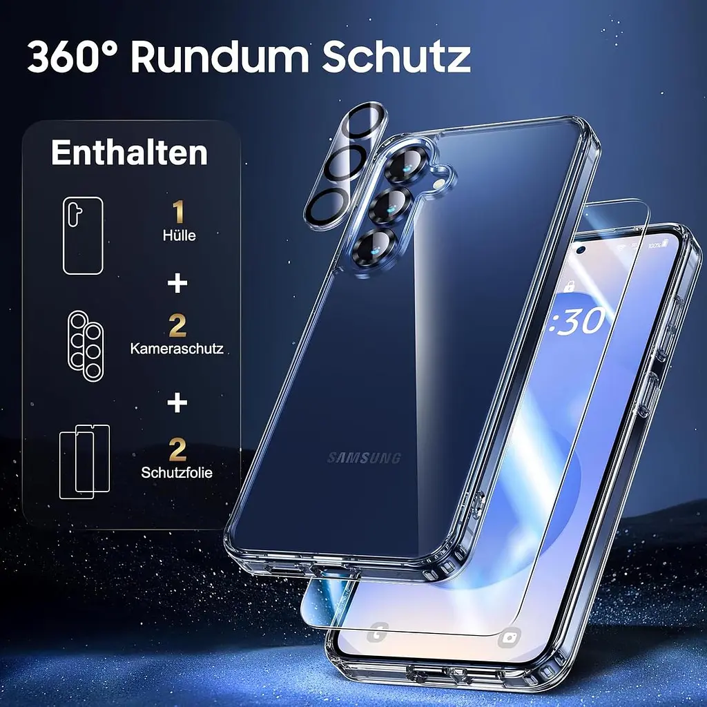 Прозорий чохол UniqueMe 5-в-1 для Samsung Galaxy S25 із повним захистом - фото 5