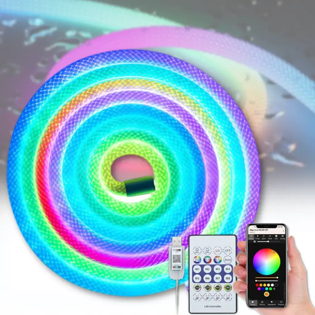 Неонова LED RGB стрічка 5 м із лускатим покриттям і керуванням через застосунок, пульт - фото 7
