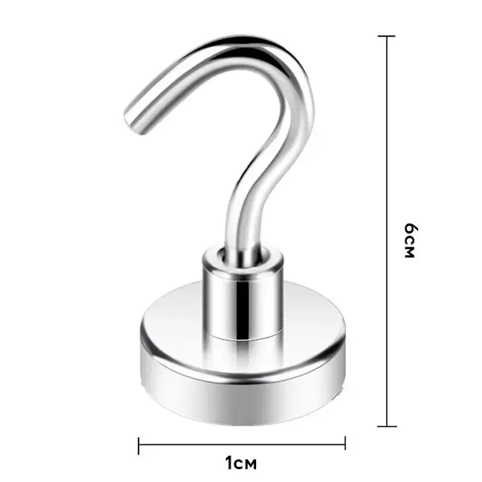 Набор магнитных крючков Semi Magnetic hooks Strong, 10 шт - Silver - фото 3