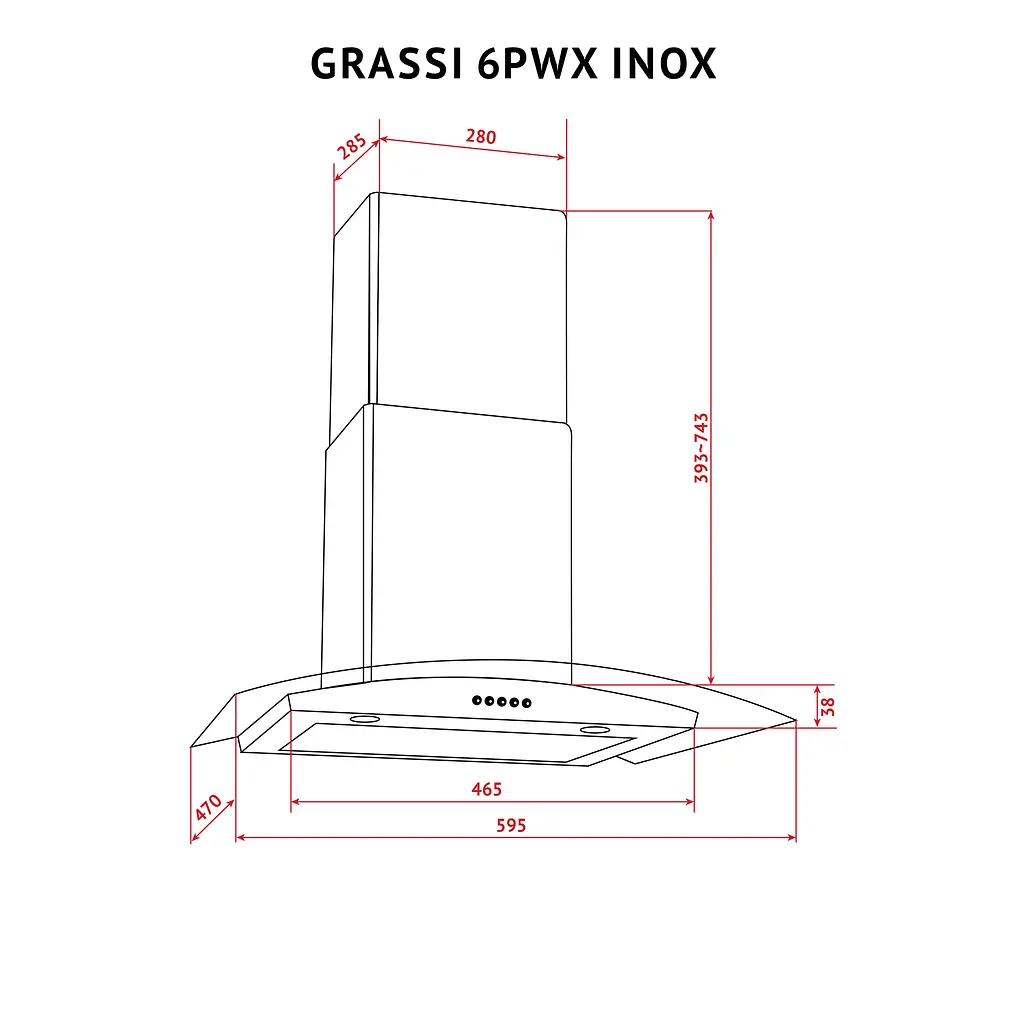 Витяжка декоративна зі склом Perfelli GRASSI 6PWX INOX - фото 12