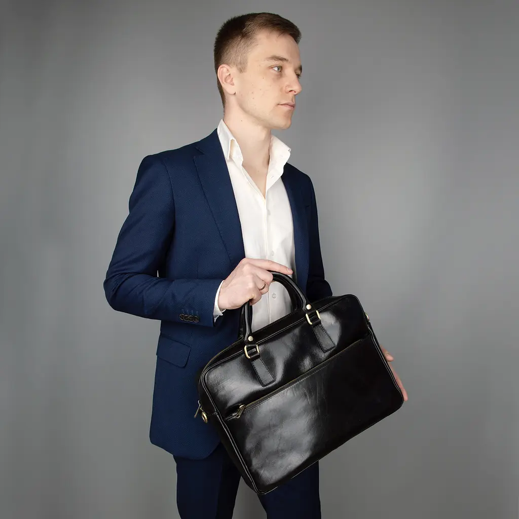 Портфель для ноутбука и документов кожаный А4 Virginia Conti m01287 черный - фото 2