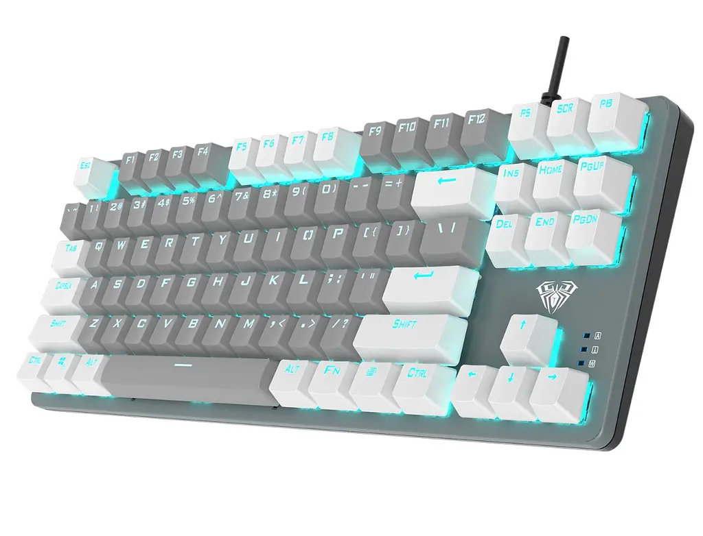 Клавіатура ігрова механічна Aula Mechanical F-3287 White-Grey Keycap KRGD Blue - фото 2