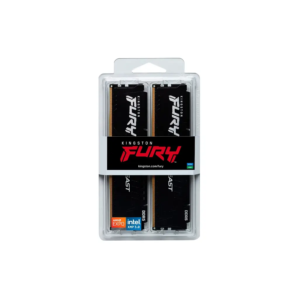 Модуль пам'яті для комп'ютера DDR5 128GB (2x64GB) 5600 MHz Beast Black Kingston Fury (ex.HyperX) (KF556C40BBK2-128) - фото 5