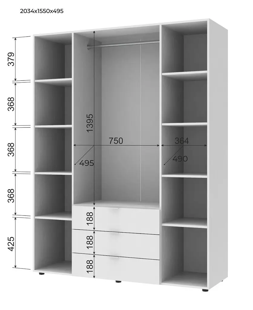Розпашна Шафа для одягу Doros Гелар Білий 4 ДСП 155х49,5х203,4 (80397642) - фото 14