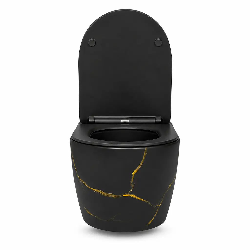 Підвісний безободковий унітаз VBI Vulcano Tornado black marble matt VBI-020418 - фото 3