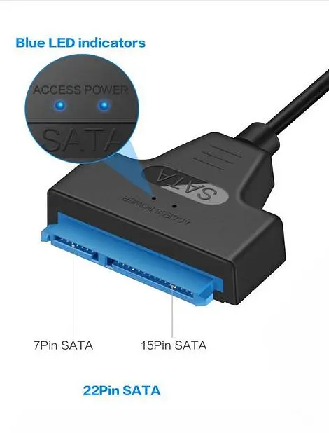 Кабель-перехідник XON MemoryCable 2 x USB 2.0 to SATA 6 Гбіт/c 2.5" HDD / SSD Чорний (XCA1A22SA1PB 6556) - фото 2