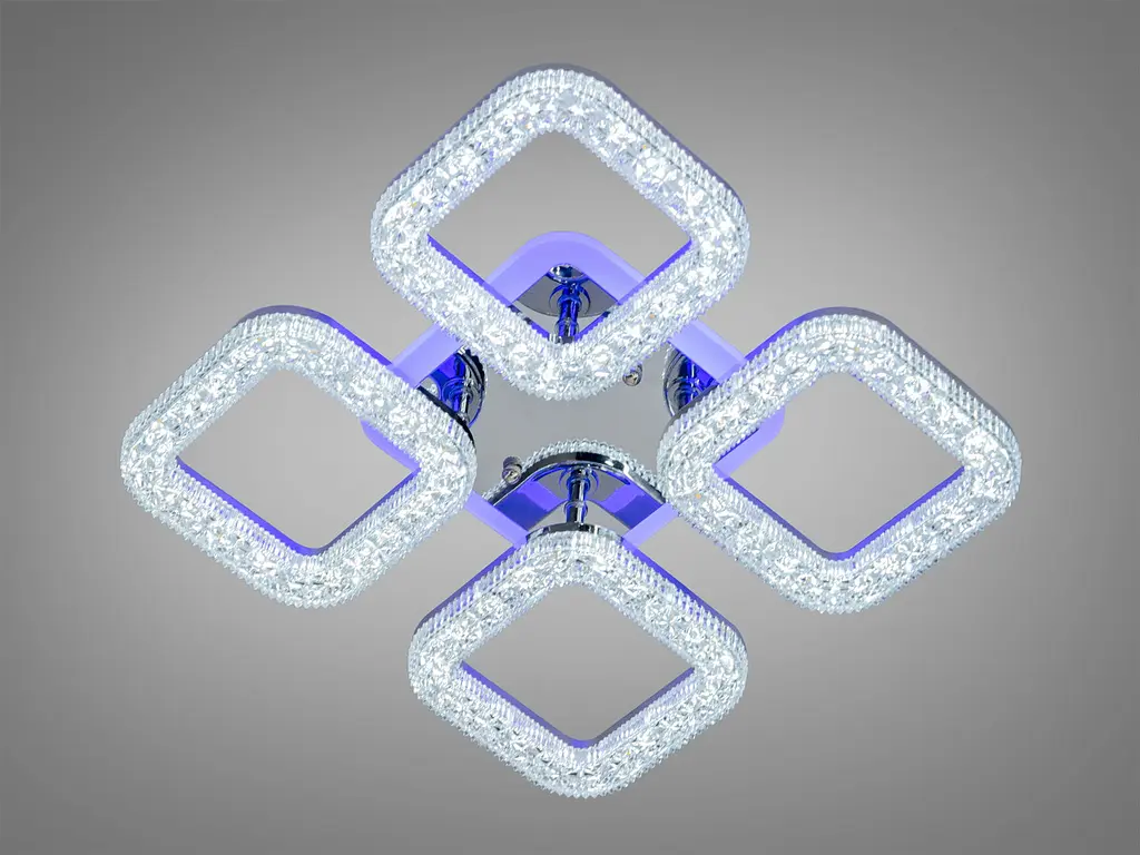 Люстра стельова LED Diasha S2205/4HR, 50W, 3200K-6000K, хром, сучасний стиль, з пультом, димер, акрил - фото 2