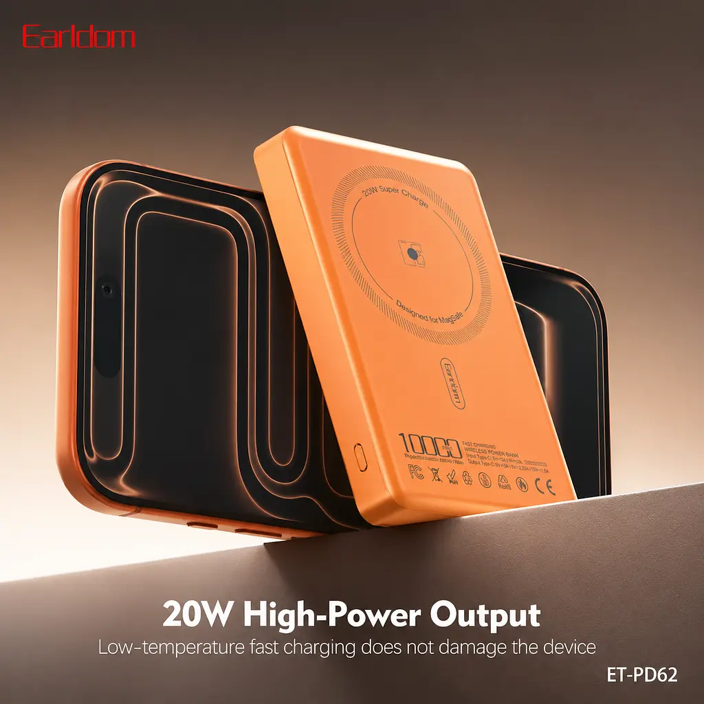 Power Bank 10000 mAh Earldom ET-PD62 MagSafe 20W PD Cosmic Orange - фото 5