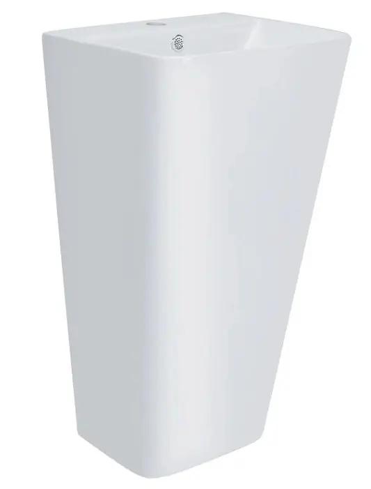 Комплект Qtap Tern: Раковина напольная моноблок 440х380х830 мм White + Донный клапан PU02O (QT1711G302WN47320) - фото 2