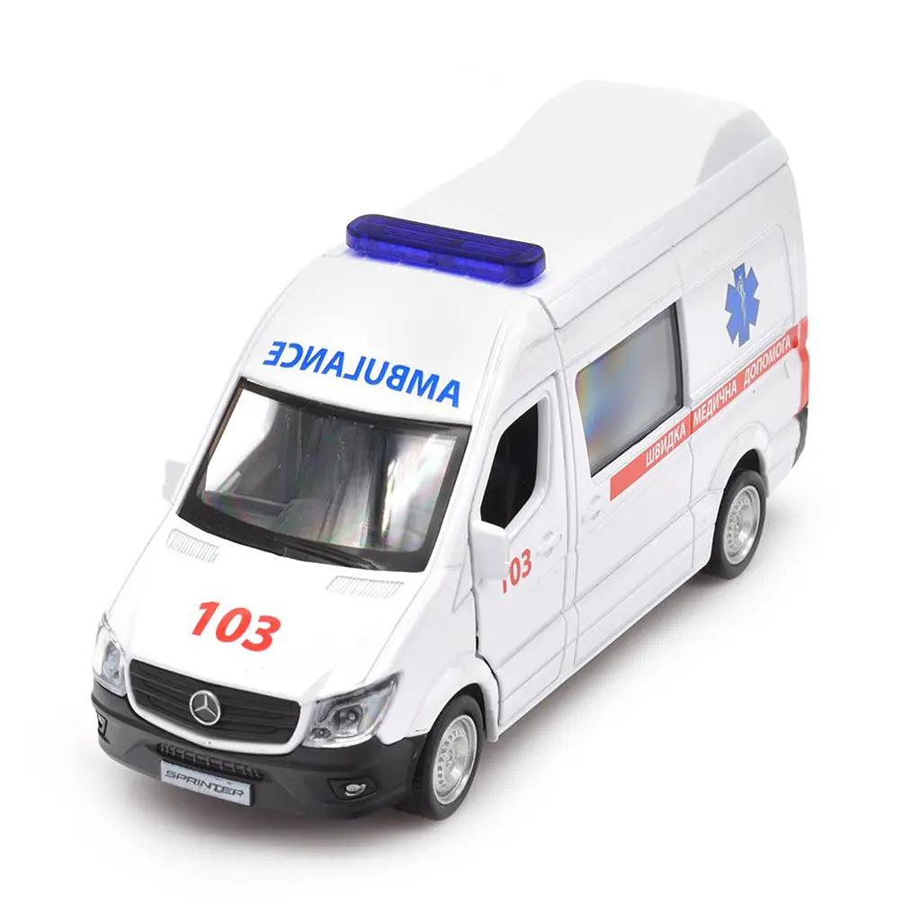 Автомодель TechnoDrive Mercedes Benz Sprinter Швидка Допомога, 1:32, біла (250344U) - фото 8