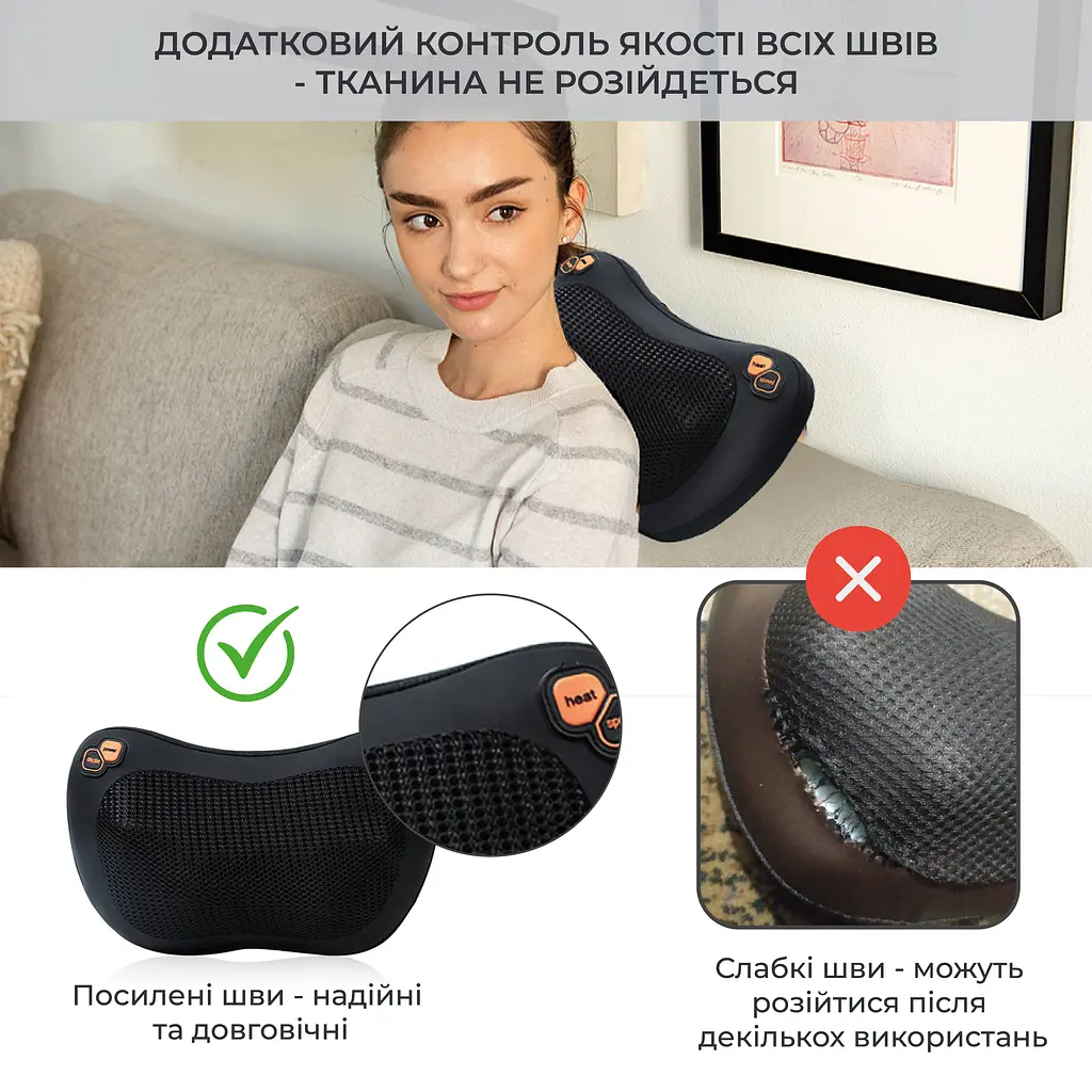 Масажна роликова подушка No Brand інфрачервоний масажер для спини, шиї та тіла - фото 3