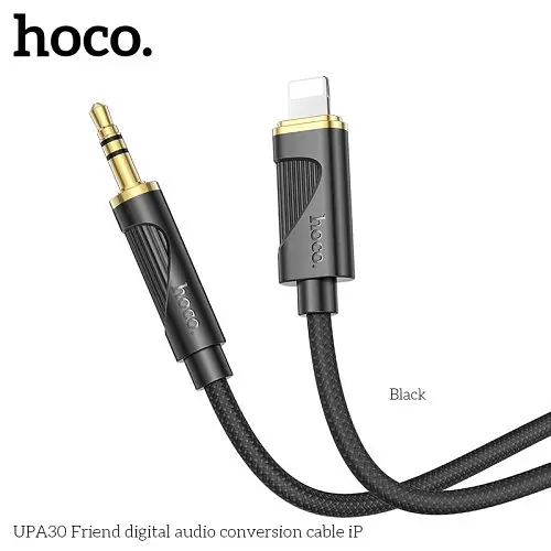 Аудіоадаптер Hoco UPA30 Friend digital audio conversion cable iP 1 м чорний - фото 3