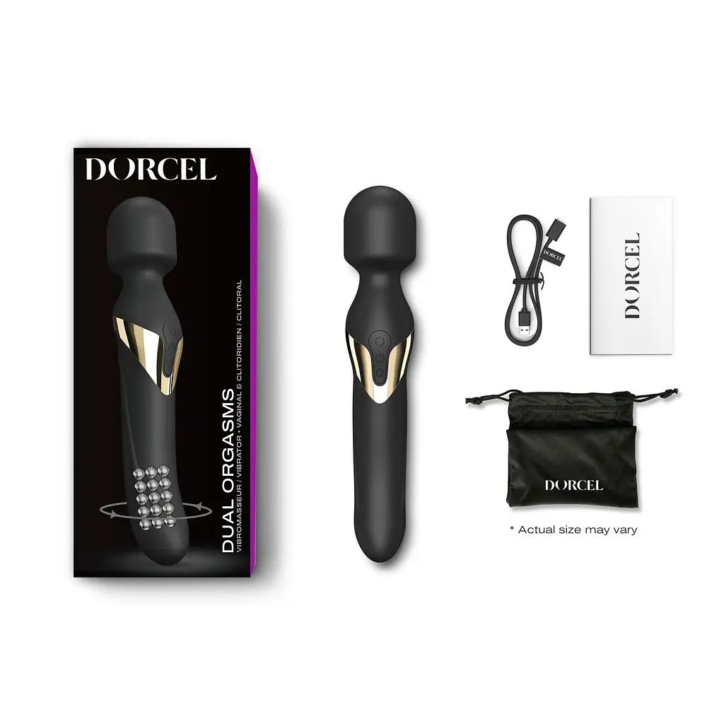 Вібромасажер 2в1 Dorcel Dual Orgasms Gold класичний масажер і вібратор з перлинним масажем - фото 4
