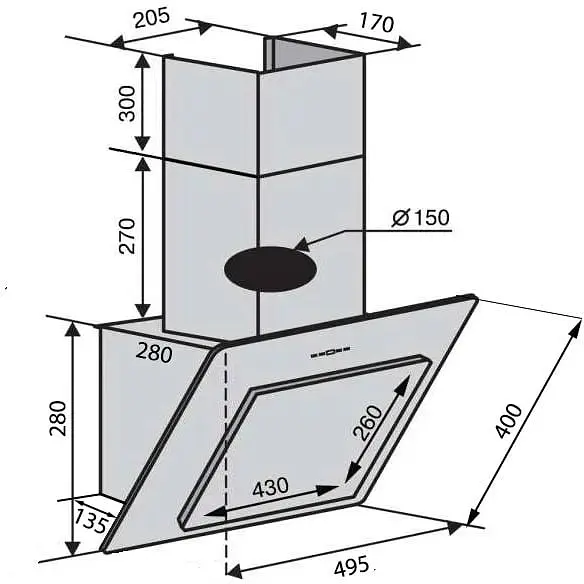 Витяжка пристінна Ventolux Tivoli 50 BK (700) PB - фото 6
