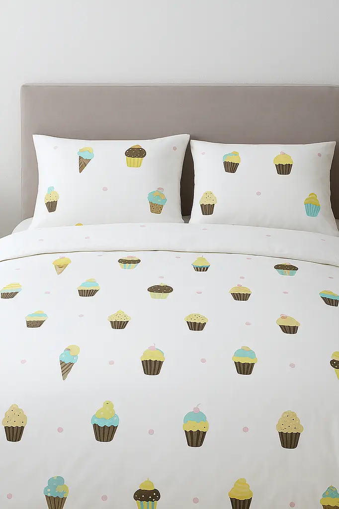 Комплект постільної білизни Ecotton полуторний 150х215 см сатин Ice cream білий (рис. 24310) (25102) - фото 2