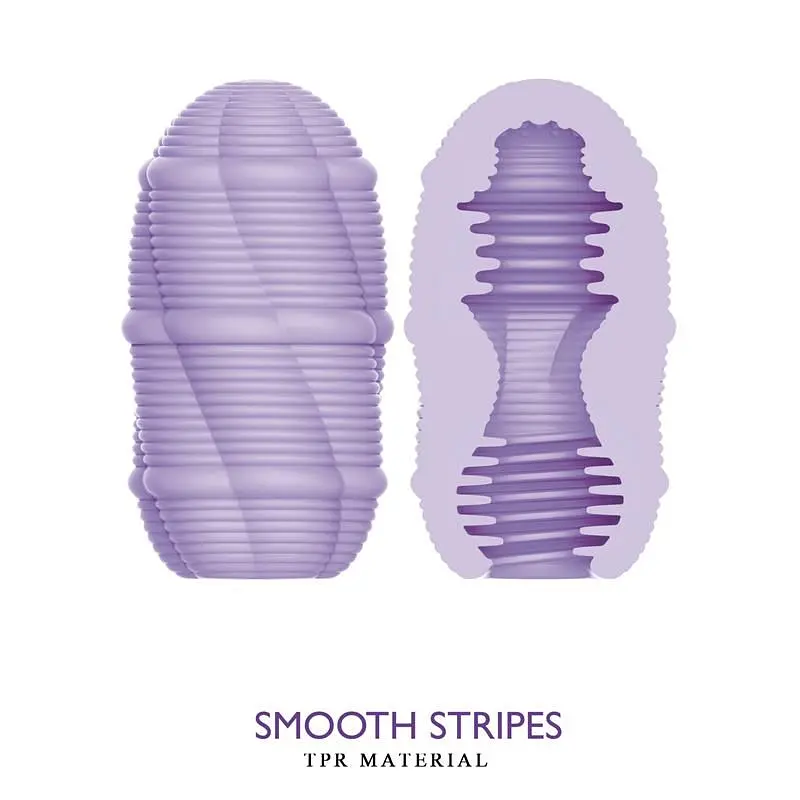 Мастурбатор-яйце Pretty Love Smooth Stripes Cupid-X з чуттєвим рельєфом, 10х5.6 см (фіолетовий) - фото 2